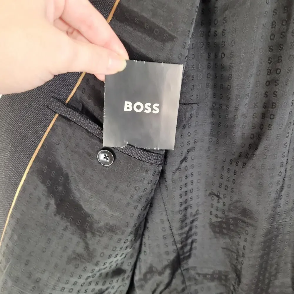 New Boss virgin wool blazer grey size 42R Luxe Preppy Career Office Designer